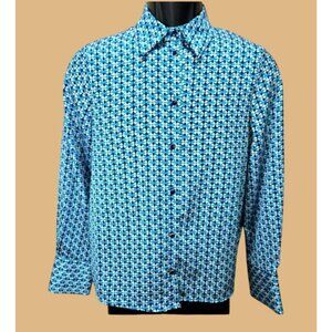 Zara Womens Blue Geometric Western Shirt Small